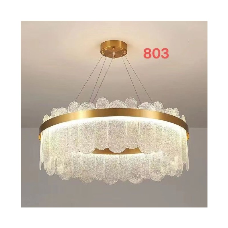 Candelabru Auriu Cristal Cu LED 45W Moderna D400mm