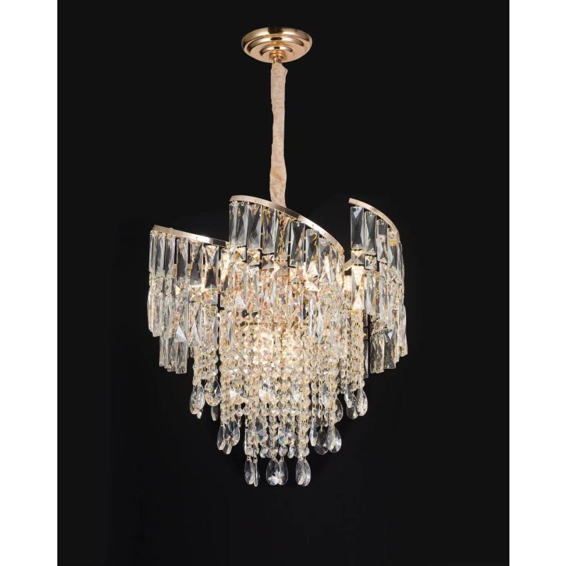 Candelabru de cristal pe lanț D50cm GOLD 8xE14/40W/230V