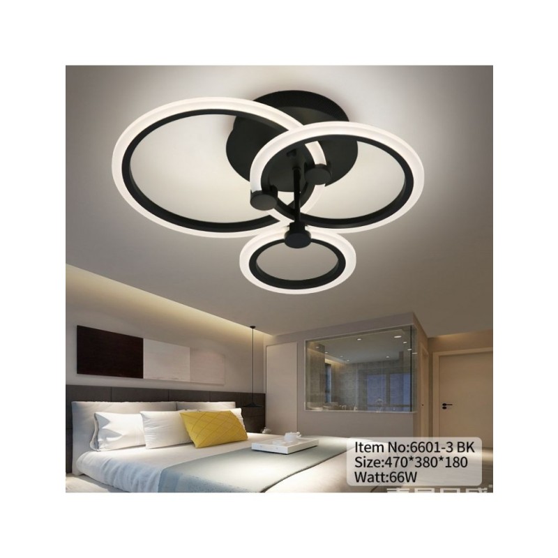 Lustra LED 3 cercuri cu Telecomanda wifi 2.4G cu lumina/rece/calda/neutra intensitate reglabila