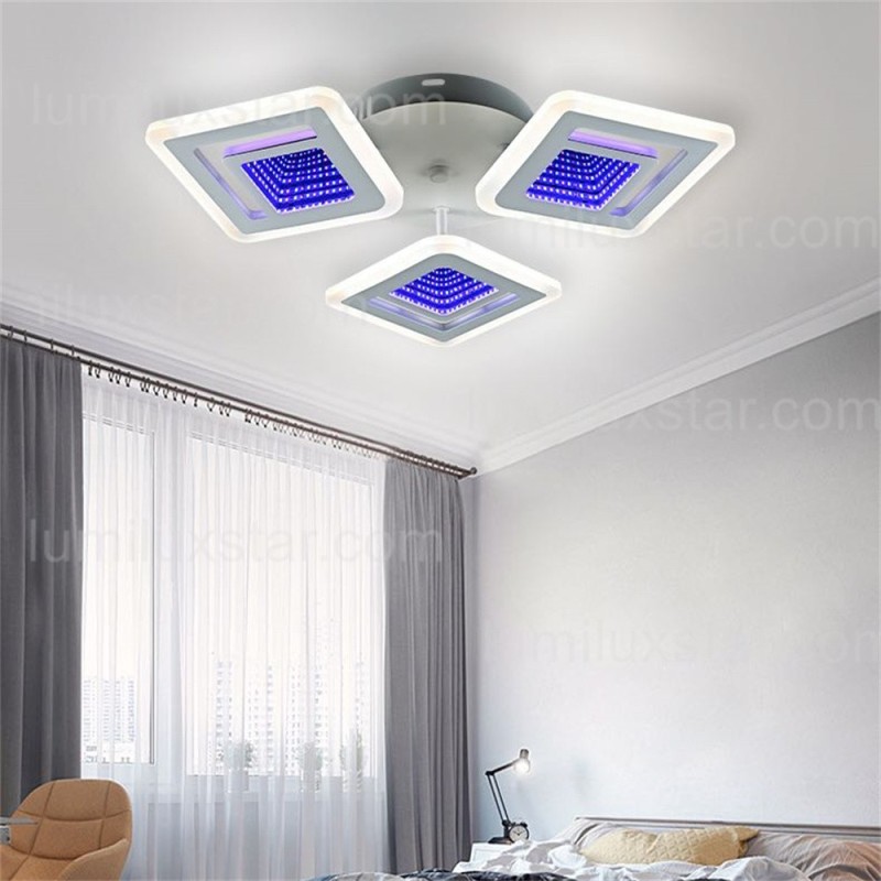 Lustra LED 3D cu Telecomanda wifi 2.4G lumina/rece/calda/neutra intensitate reglabila