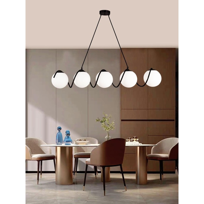 Lustra LED 5 Glob Alb Mat 