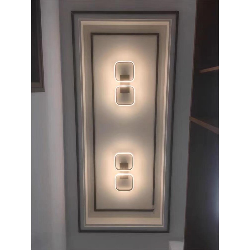 Lustra LED cu 2 Patrate Telecomanda wifi 2.4G Negru lumina/rece/calda/neutra intensitate reglabila