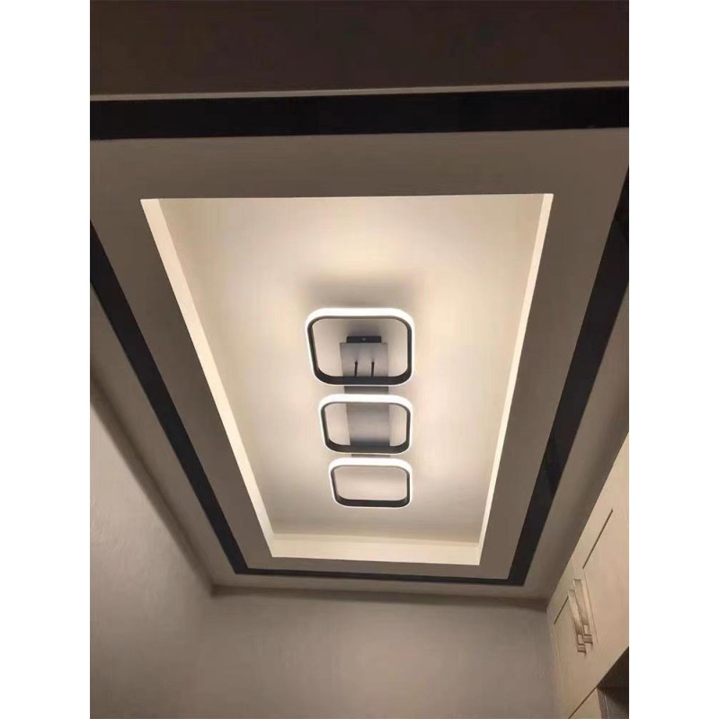 Lustra LED cu 3 Patrate Telecomanda wifi 2.4G Negru lumina/rece/calda/neutra intensitate reglabila