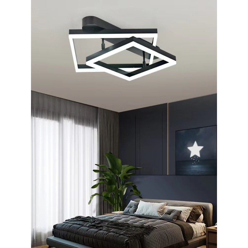 Lustra LED cu Telecomanda wifi 2.4G lumina/rece/calda/neutra intensitate reglabila Neagra
