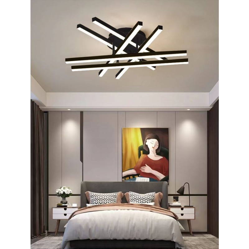 Lustra LED cu Telecomanda wifi 2.4G lumina/rece/calda/neutra intensitate reglabila Neagra