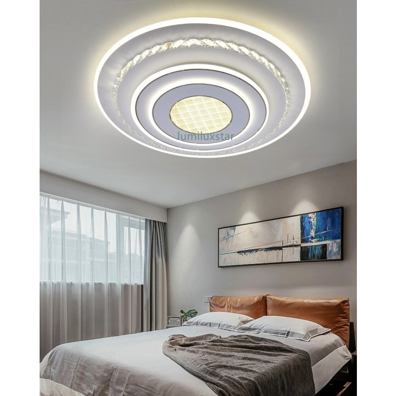 Lustra LED cu Telecomanda wifi Rotund cu 4 nivele cristal 2.4G cu lumina/rece/calda/neutra intensitate reglabila