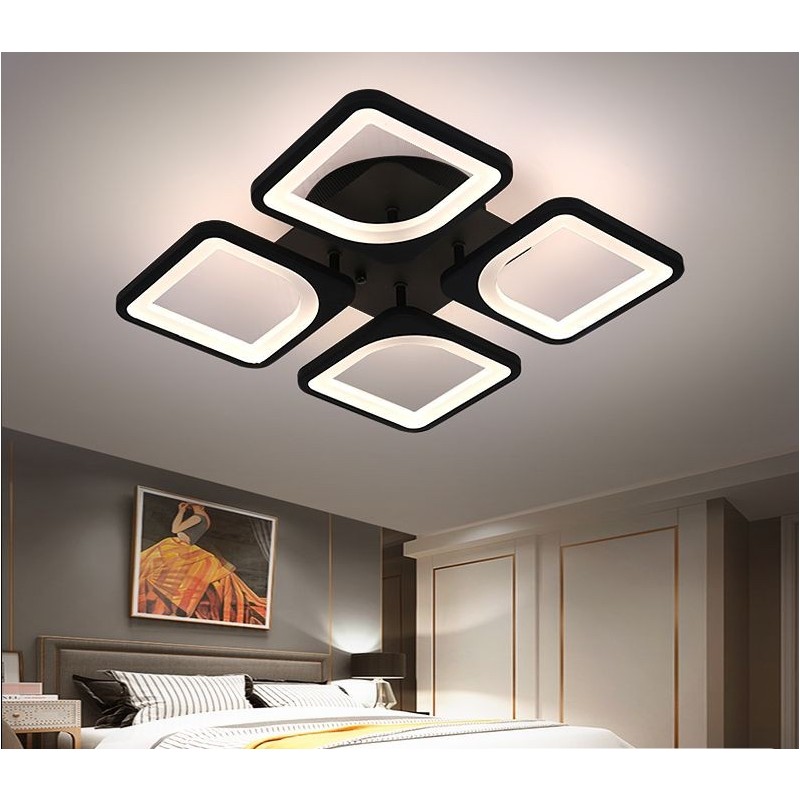 Lustra LED Maro Inchis Patrate cu Telecomanda wifi 2.4G cu lumina/rece/calda/neutra intensitate reglabila