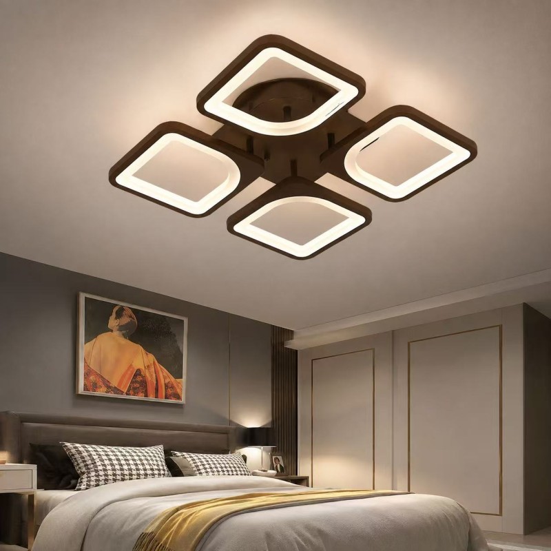 Lustra LED Maro Inchis Patrate cu Telecomanda wifi 2.4G cu lumina/rece/calda/neutra intensitate reglabila