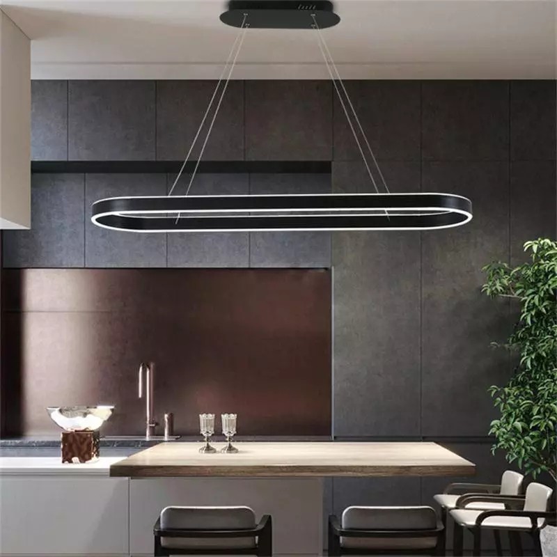Lustra LED Minimalist Neagra cu Telecomanda wifi 2.4G lumina/rece/calda/neutra intensitate reglabila Neagra