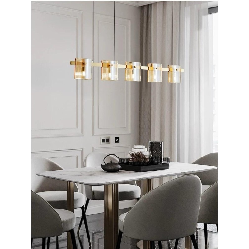 Lustra LED Modern Polish GOLD BLACK Glass G9 X 5