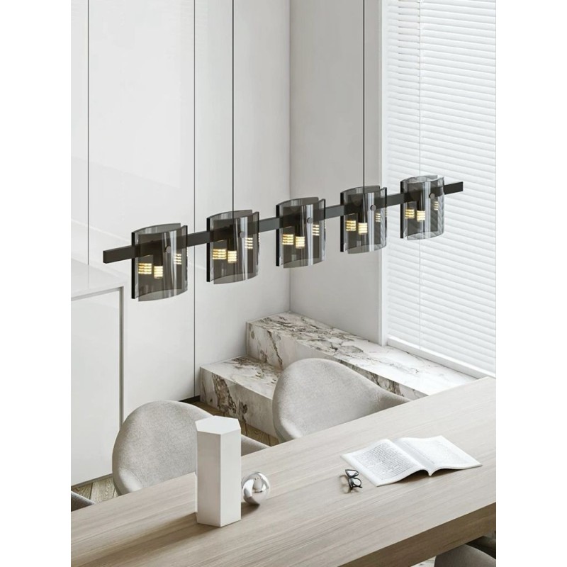 Lustra LED Modern Polish GOLD BLACK Glass G9 X 5
