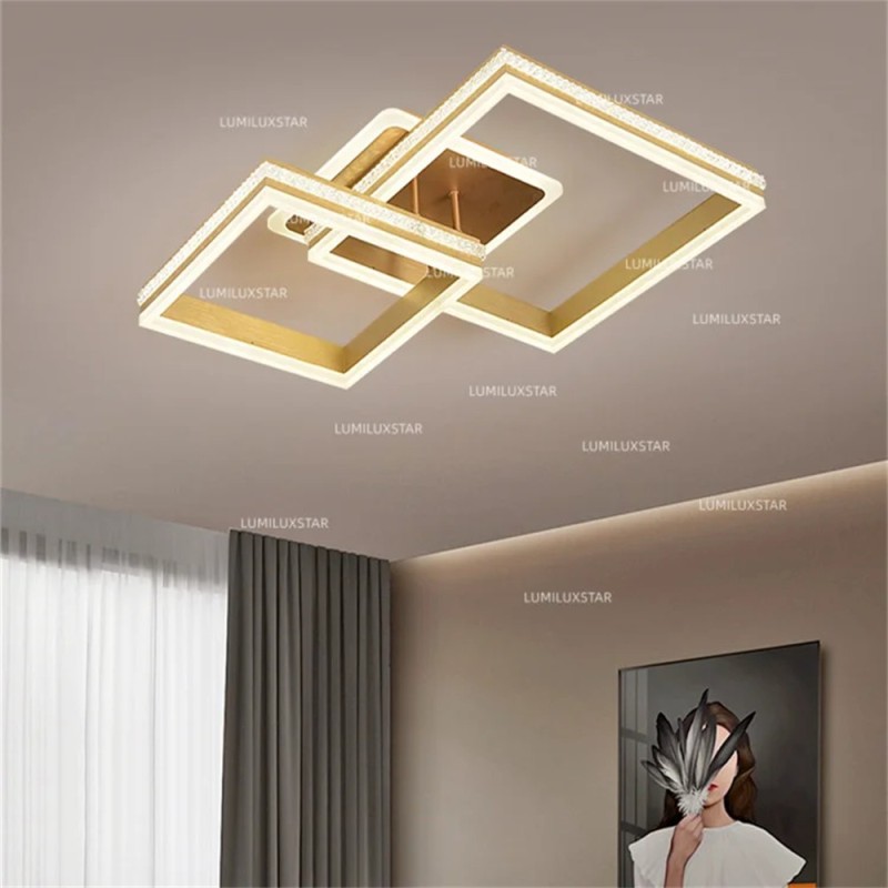 Lustra LED Moterna cu Telecomanda wifi 2.4G lumina/rece/calda/neutra intensitate reglabila Auriu