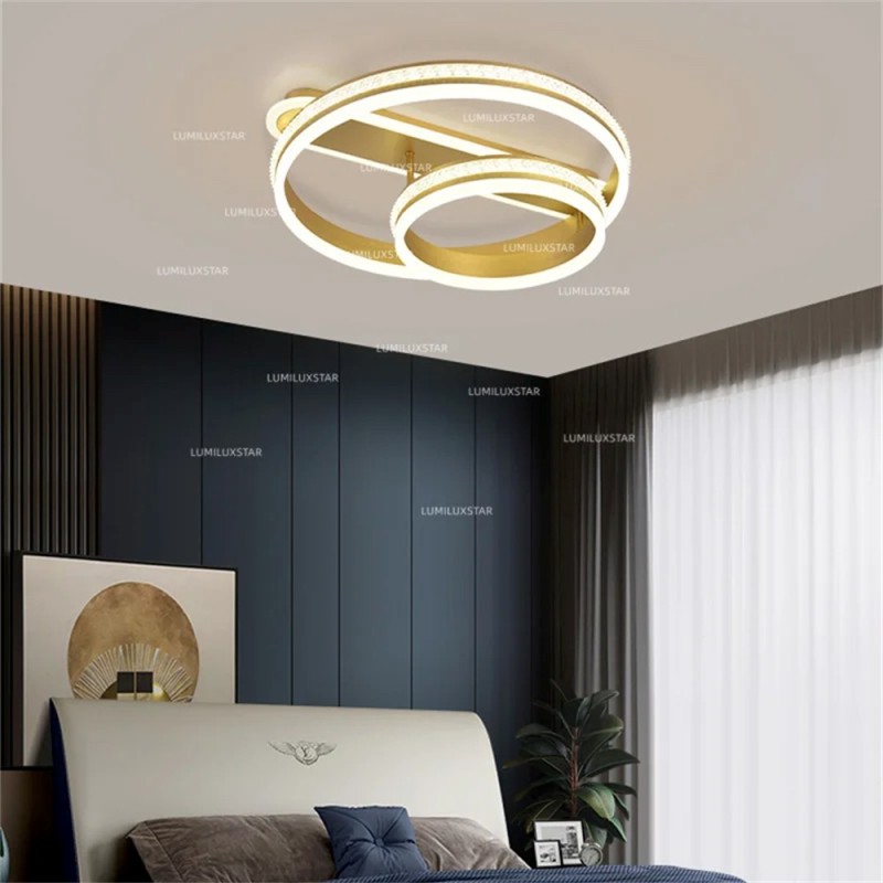 Lustra LED Moterna cu Telecomanda wifi 2.4G lumina/rece/calda/neutra intensitate reglabila Auriu