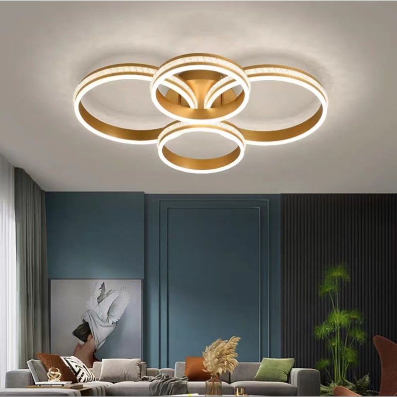 Lustra LED Moterna cu Telecomanda wifi 2.4G lumina/rece/calda/neutra intensitate reglabila Auriu