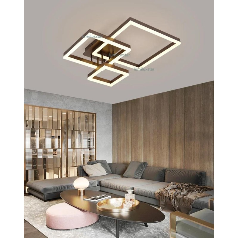 Lustra LED Moterna cu Telecomanda wifi 2.4G lumina/rece/calda/neutra intensitate reglabila Maro