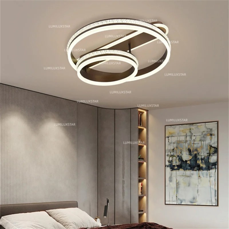 Lustra LED Moterna cu Telecomanda wifi 2.4G lumina/rece/calda/neutra intensitate reglabila Maro