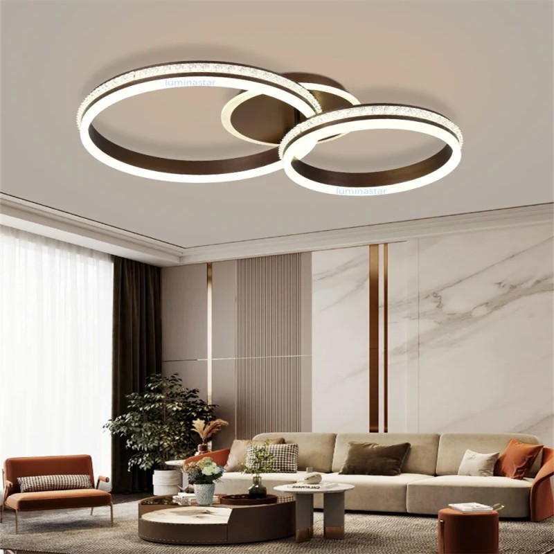 Lustra LED Moterna cu Telecomanda wifi 2.4G lumina/rece/calda/neutra intensitate reglabila Maro