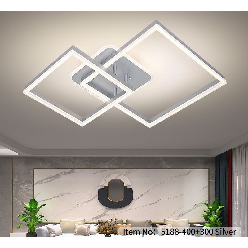 Lustra LED Silver Patrate cu Telecomanda wifi 2.4G lumina/rece/calda/neutra intensitate reglabila