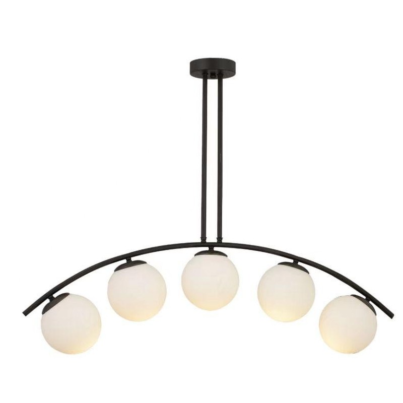 Lustra Negru cu Glob alb  Moderna E27x5 Lungime 100cm