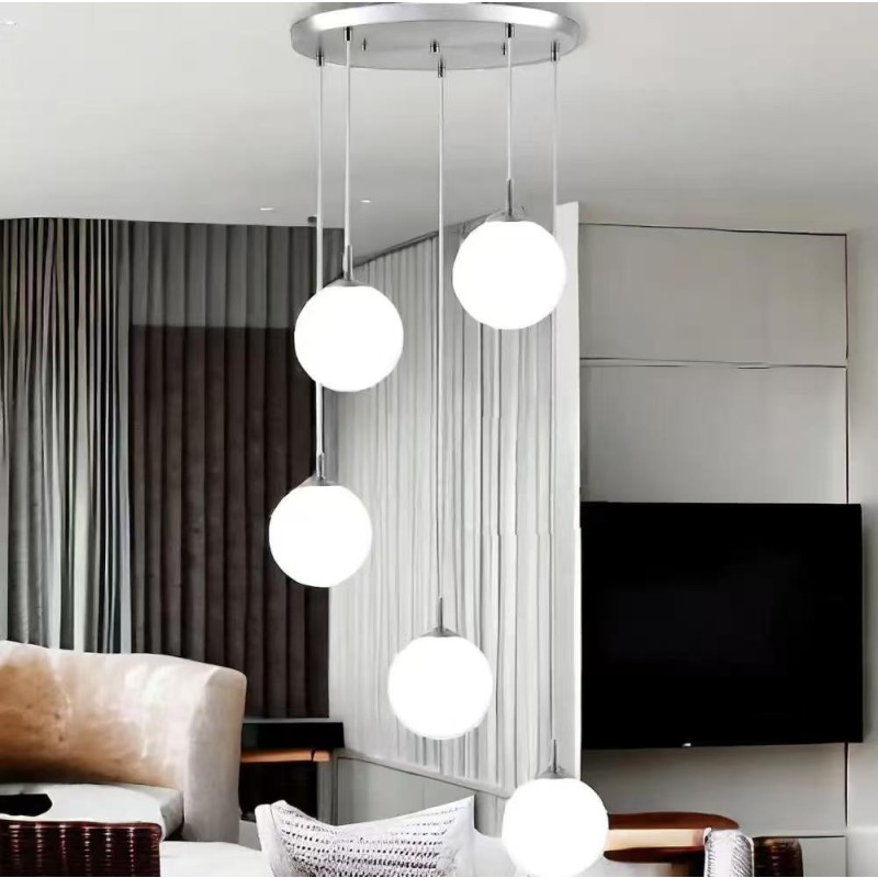 Lustra Nordic Luxury Glob Sticla Alb E27 x 5
